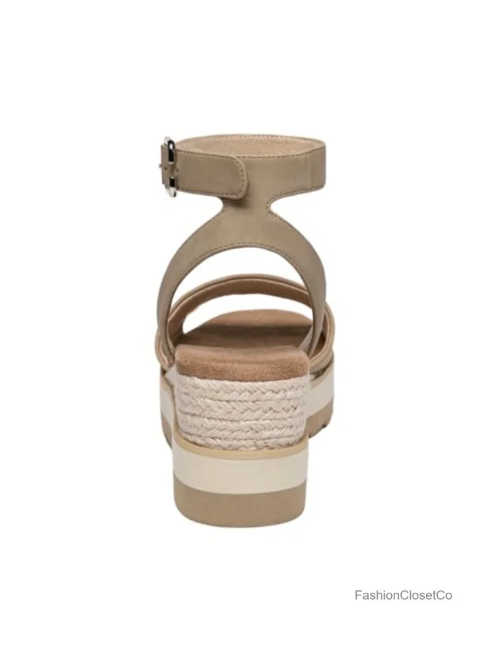 Canvas & PU Espadrille Wedge Sandals with Platform and Ankle Strap
